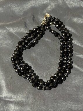 Elegant Black Beaded Multi-Strand Necklace